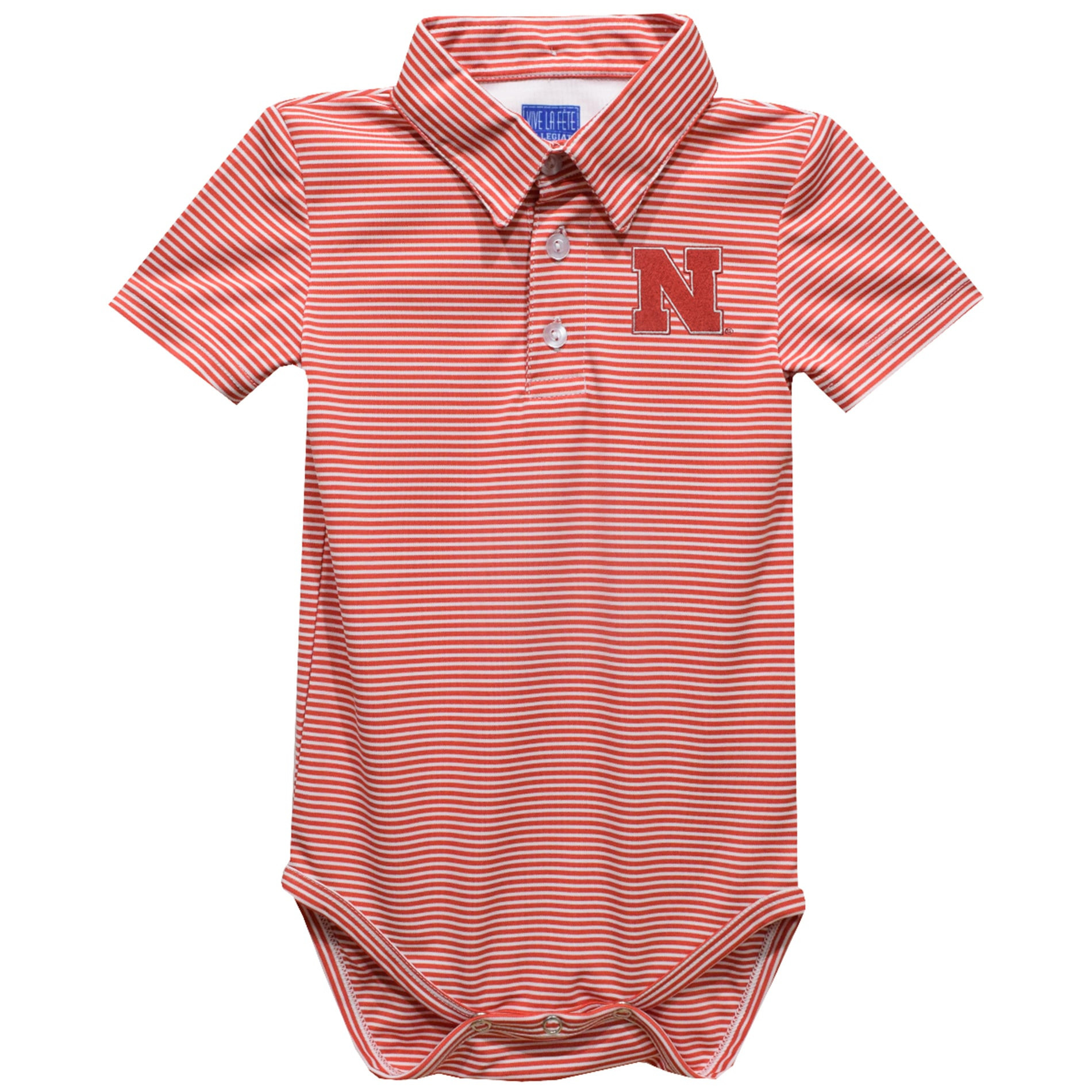 Nebraska Huskers Vive La Fete Infant Polo Pencil Stripe Bodysuit - Red | Fanatics