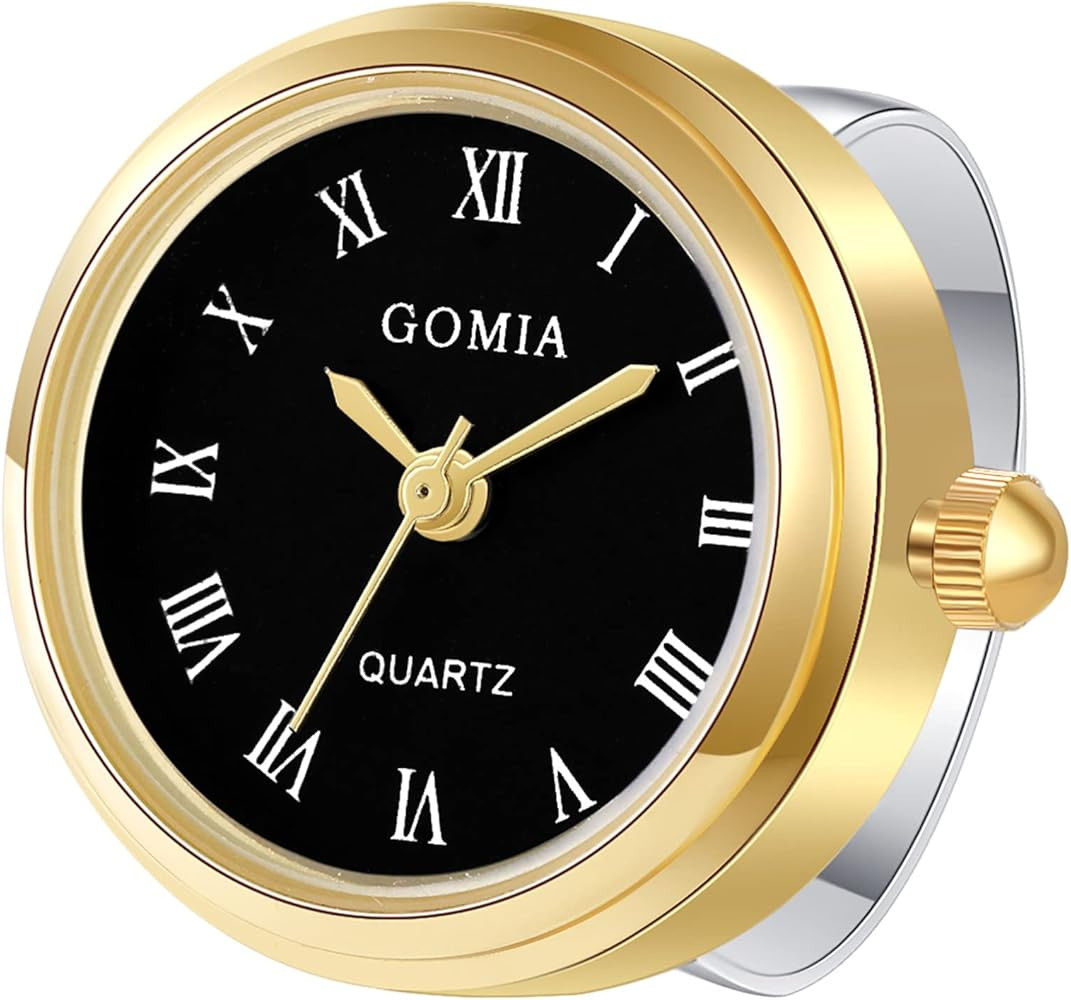 JewelryWe Men Women Finger Ring Watch - Novelty Adjustable Round Dial Roman Numeral Quartz | Amazon (US)