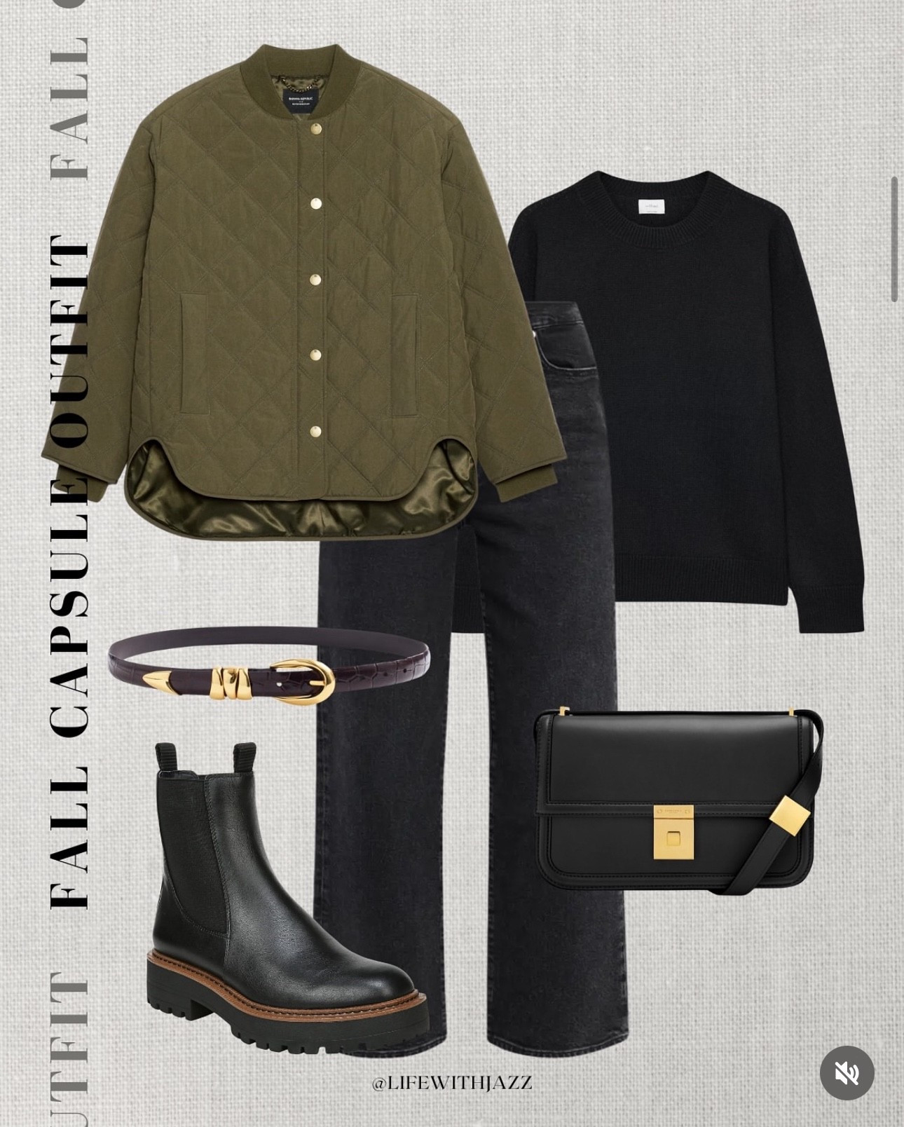 Fall rainy day outfit / quilted puffer 