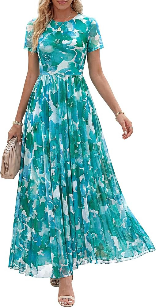 BTFBM Summer Dresses for Women 2026 Formal Short Sleeve Floral Homecoming Dress Maxi Wedding Gues... | Amazon (US)