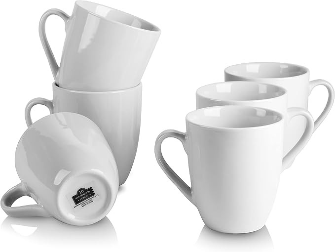10 Strawberry Street Simply White 12 oz Mug, Set of 6 | Amazon (US)