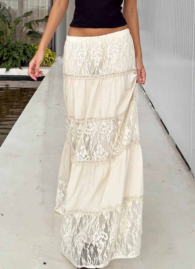 Loretta Maxi Skirt - Ivory | Peppermayo (Global)
