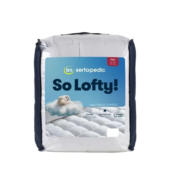 Serta So Lofty Pillow Top Mattress Pad/Topper, White, Full | Walmart (US)