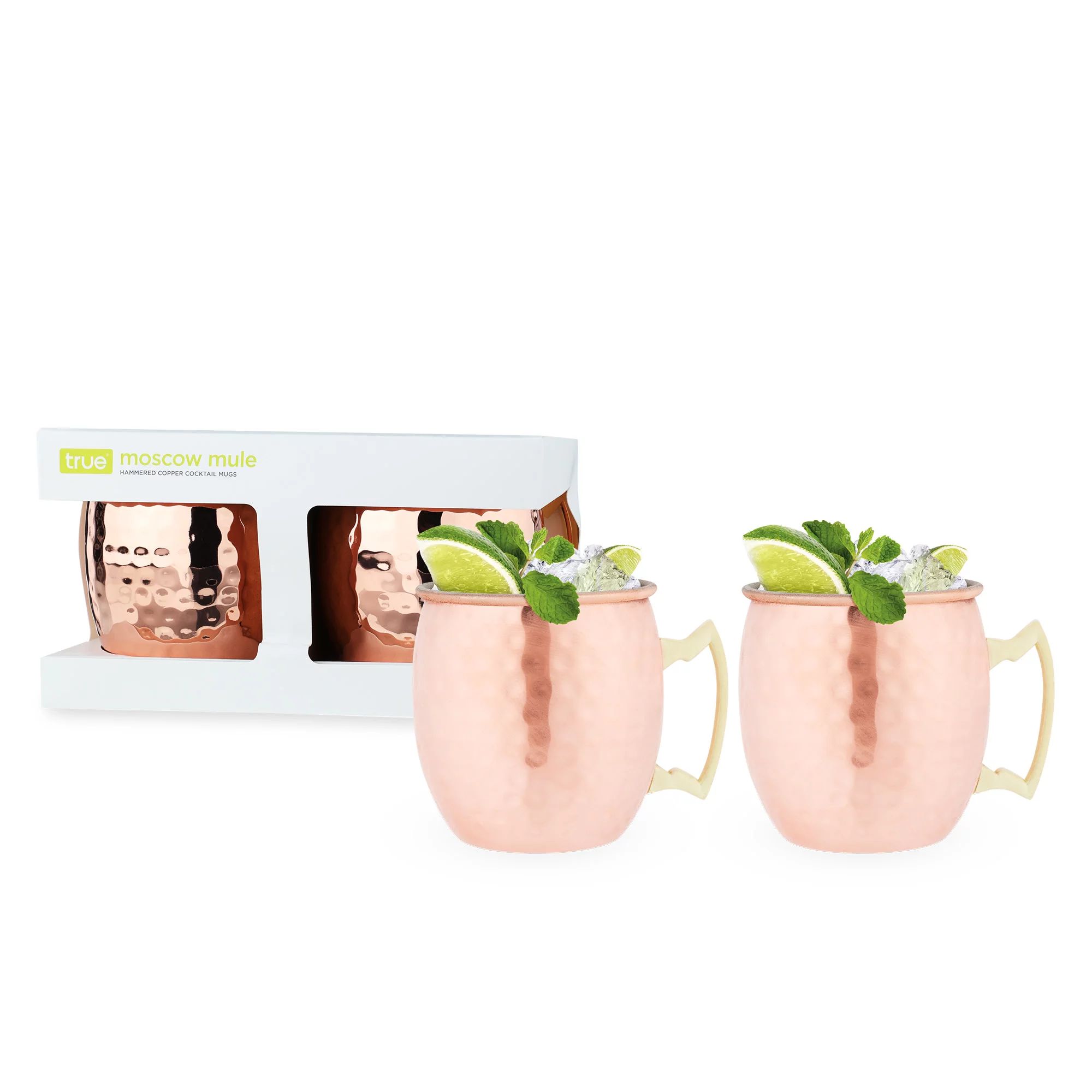 True Moscow Mule Mug Set of 2, Stainless Steel, Copper Finish, Holds 16 oz, Cocktail Drinkware | Walmart (US)