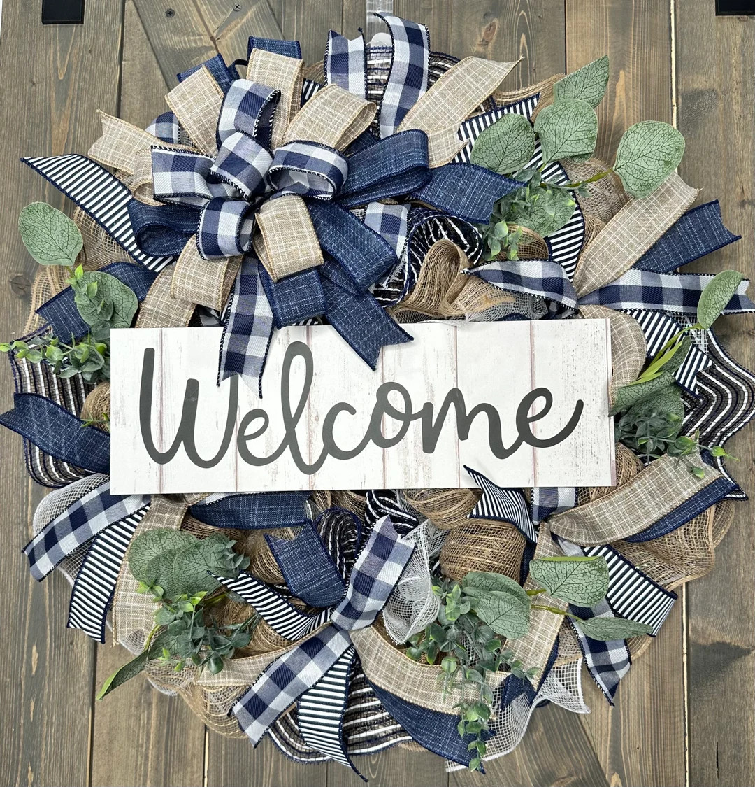 Any Season Welcome Wreath, Farmhouse Country Rustic Welcome Wreath, Front Door Decor, Year-round ... | Etsy (US)