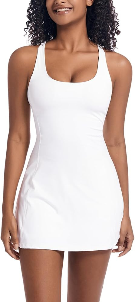 Tennis Dress for Women Workout Dress with Built-in Bra & Shorts Pockets Athletic Dress for Exerci... | Amazon (US)