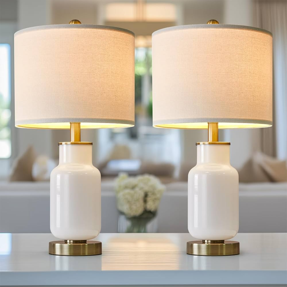 21.25" Table Lamp Set of 2 Modern Lamp for Living Room Glass Nightstand Lamp for bedrooms,Desk,Fa... | Amazon (US)