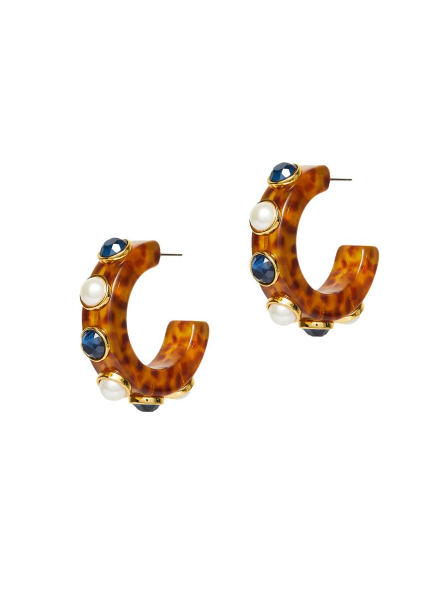 Wanderer Tortoiseshell, Glass Pearl & Epoxy Stone Hoop Earrings | Saks Fifth Avenue