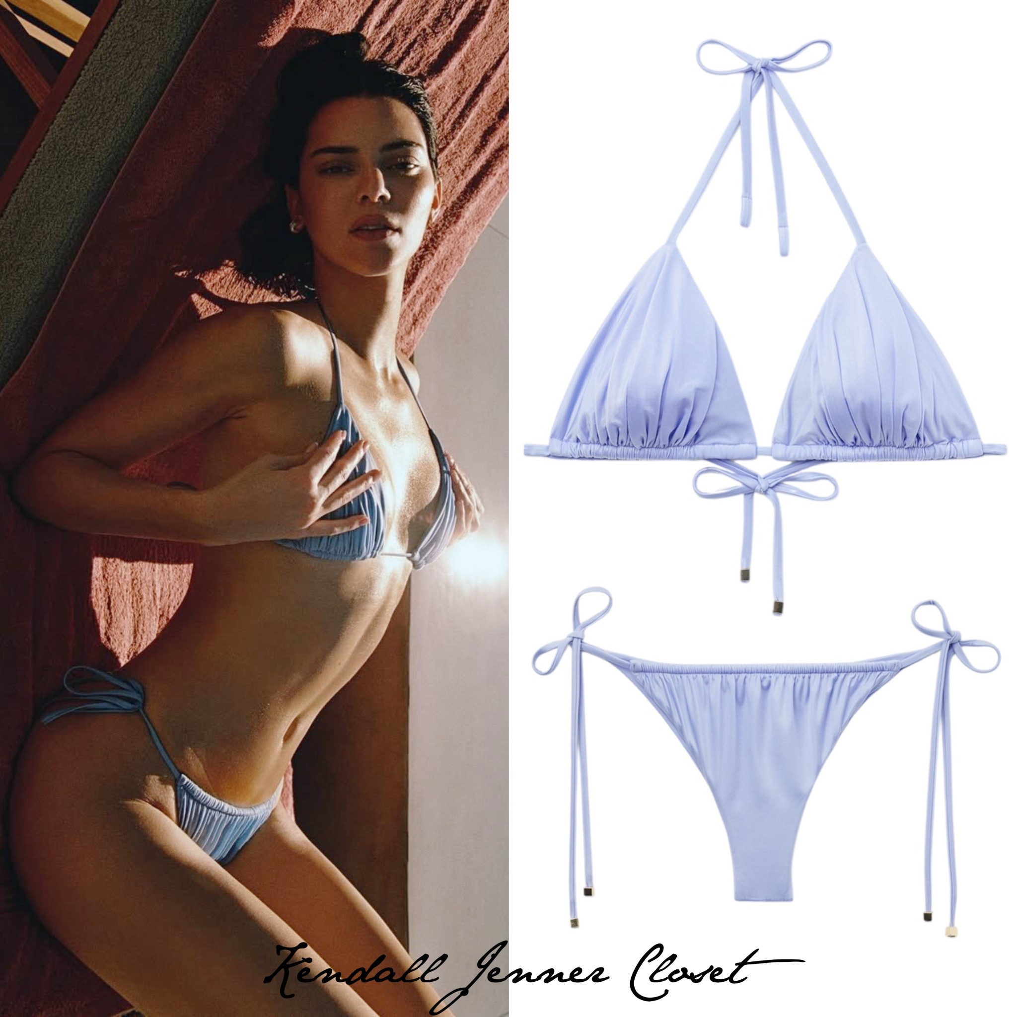 @KendallJenner via her #Instagram

#KendallJenner wears the @Calzedonia ‘Removable Padding Triangle Swimsuit Top Shiny Satin’ ($60) + ‘Brazilian String Swimsuit Bottom Shiny Satin ($39) both in color Light Powder Blue. 🥵
#celebrity #style #fashion #bikini #summer #celebritystyle

#LTKFindsUnder100 #LTKSwim