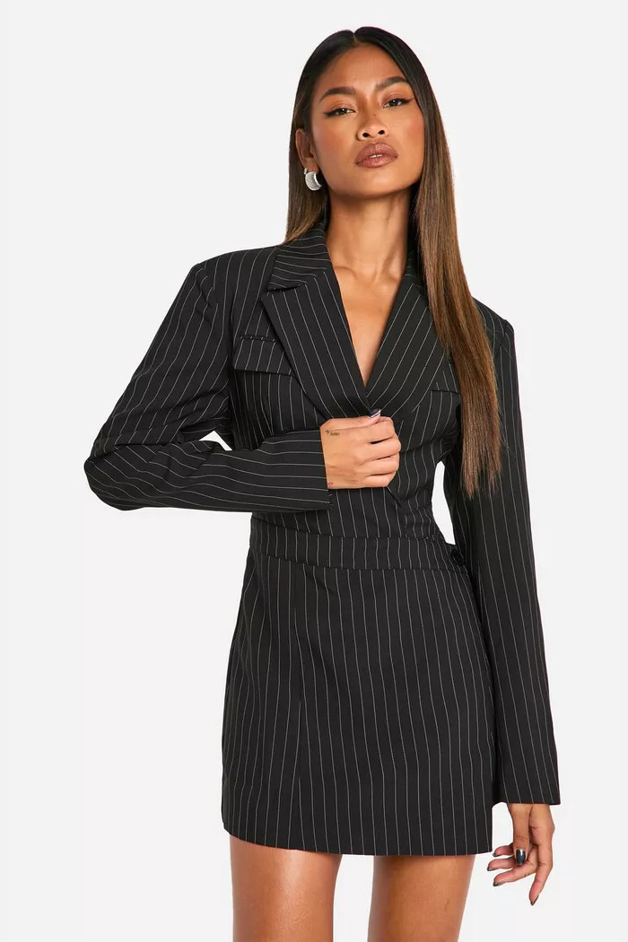Stripe Skirt Blazer Dress | boohoo (US & Canada)