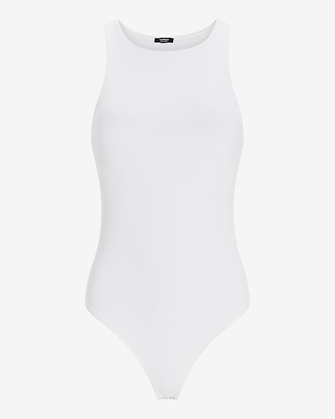 Body Contour Ribbed High Neck Thong Bodysuit | Express