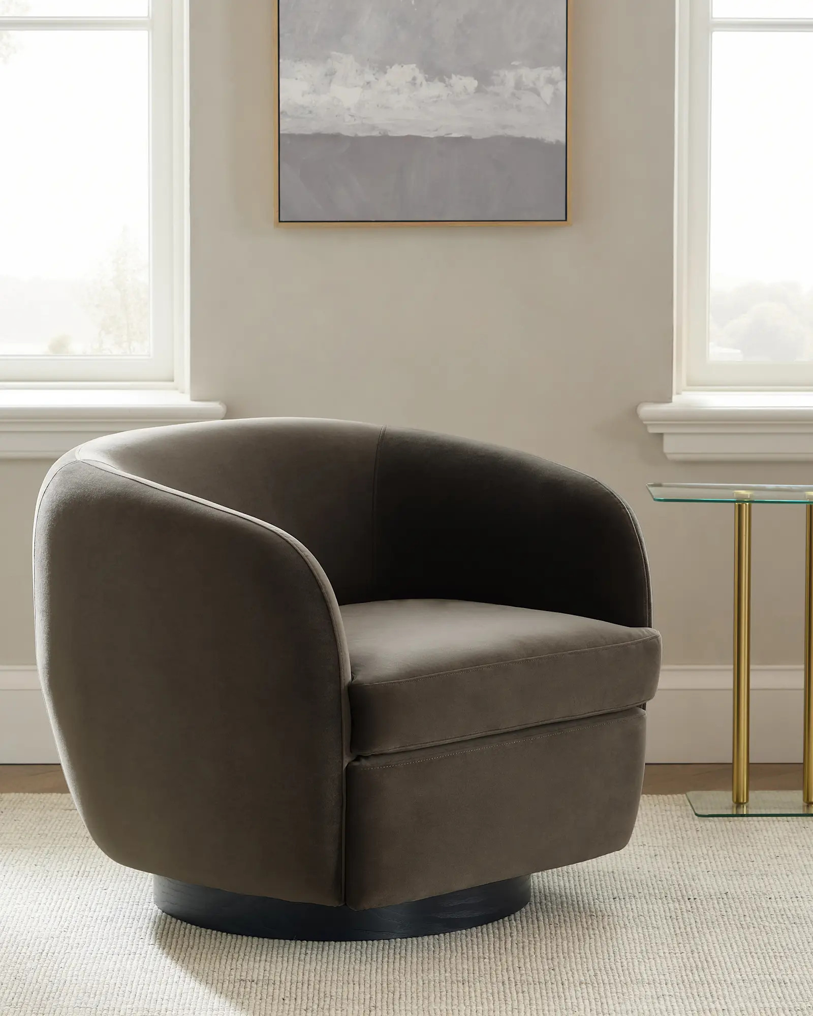 Performance Velvet Swivel Chair | Quince