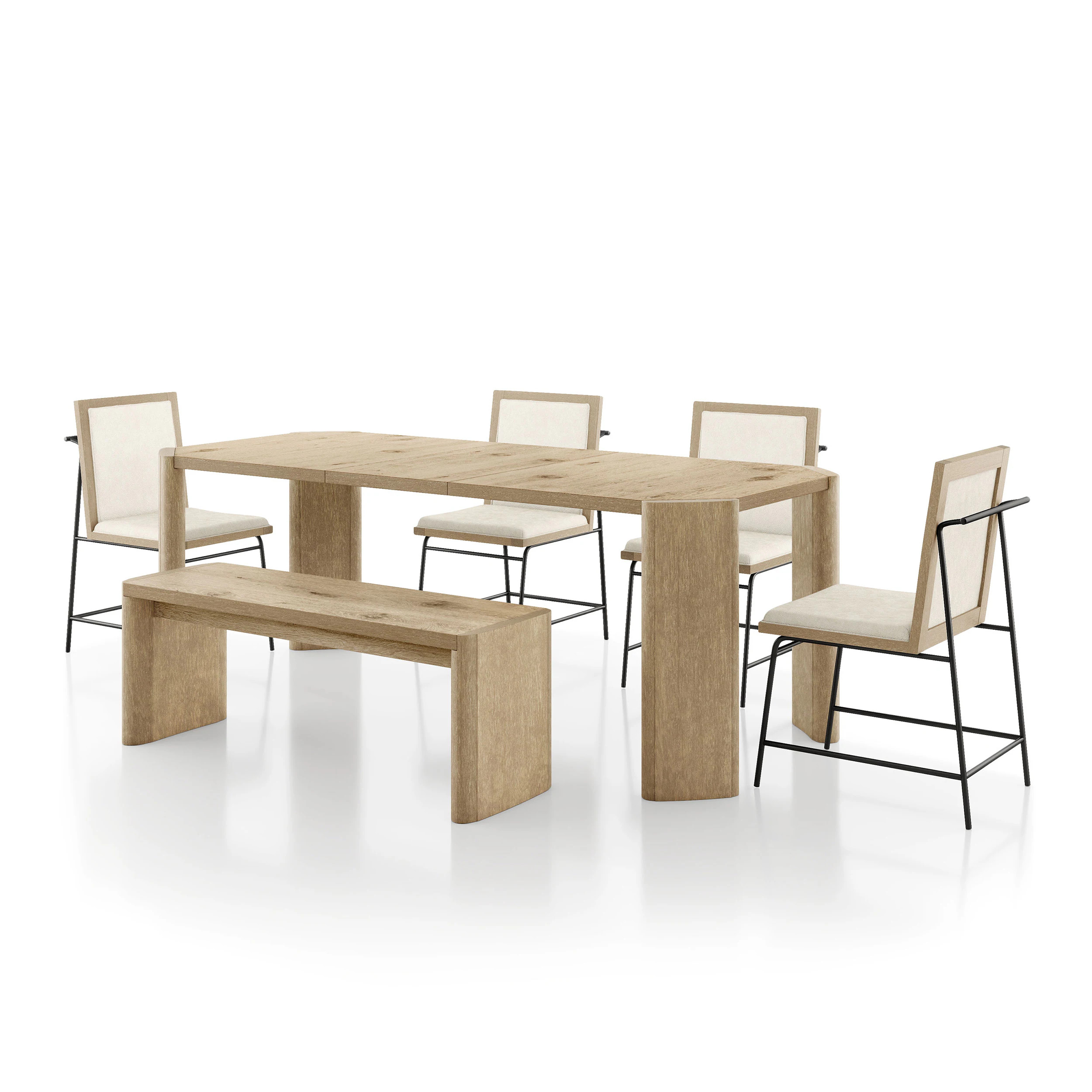 Furniture of America Ashford Oak Contemporary/Modern Dining Room Set with Rectangular Table ( Seats 6 ) in Brown | IDF3220AKT6PCBN | Lowe's