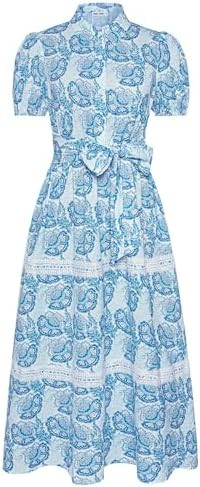 GRACE KARIN Women's 2026 Summer Floral Flowy Dresses Boho Tie Belt Short Puff Sleeve A Line Maxi ... | Amazon (US)