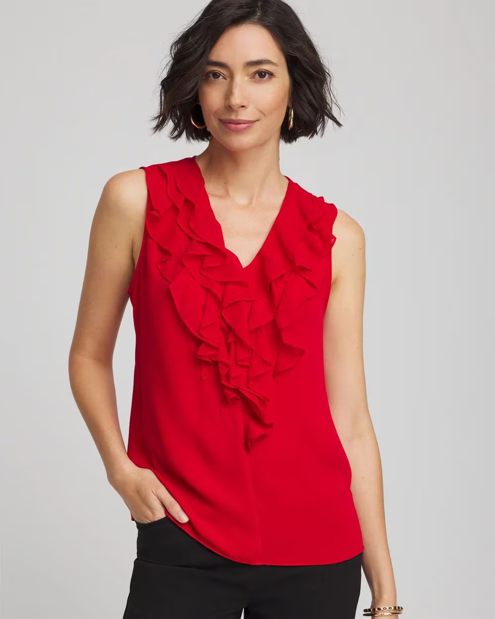 Satin Ruffle Tank | Chico's