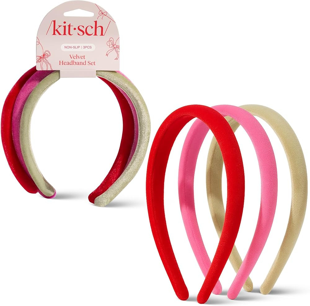 Kitsch Velvet Headbands for Women & Girls - No-Slip, Comfortable, Lightweight & Gentle on Hair ... | Amazon (US)