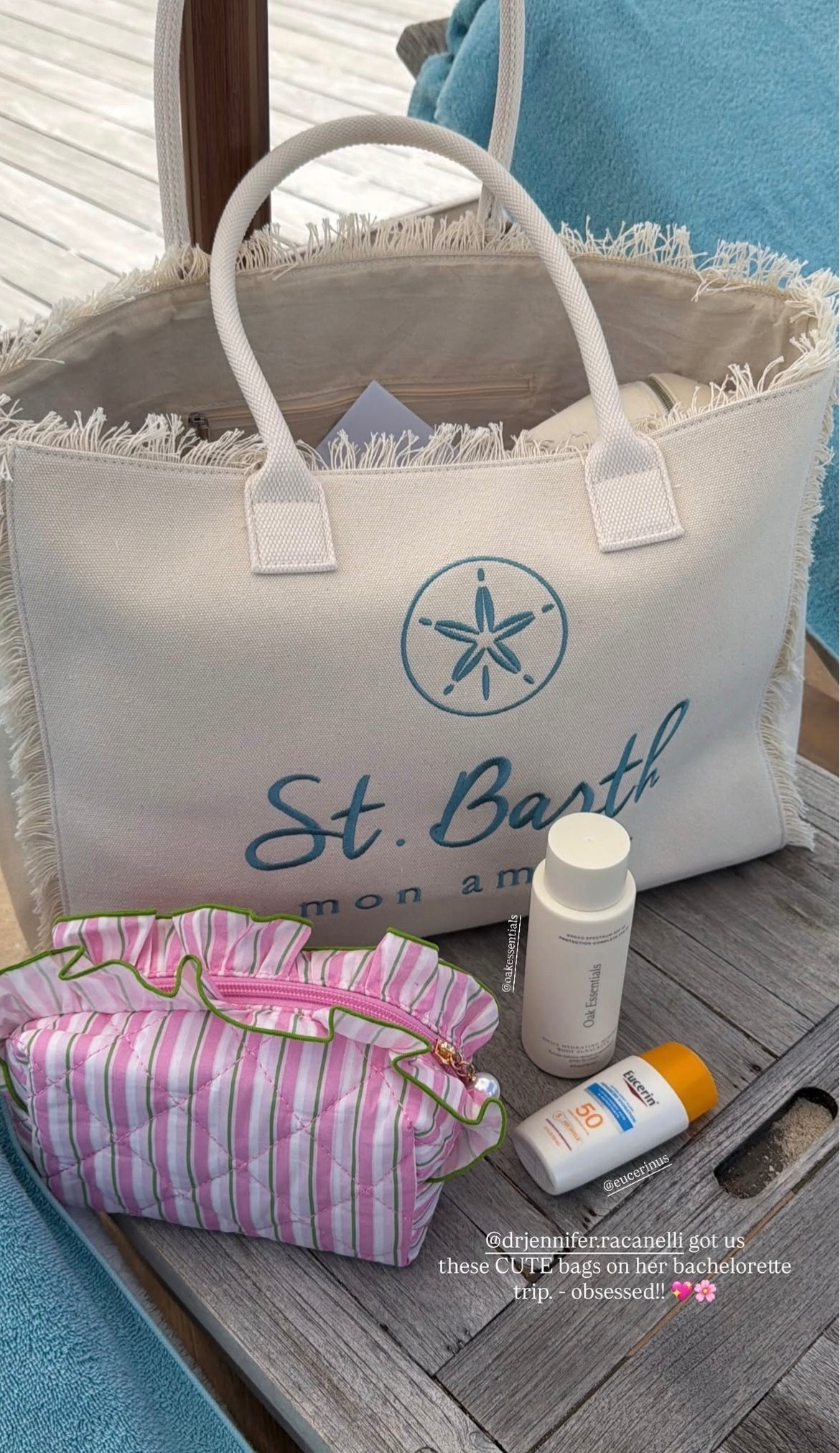 [3/11/26] beach essentials on vacation 💗🌸 linked my cute @Anthropologie pouch that my bestie gifted us girls for her bachelorette and my fav  sunscreen 🌞

#LTKSwim #LTKdayinmylife #LTKTravel