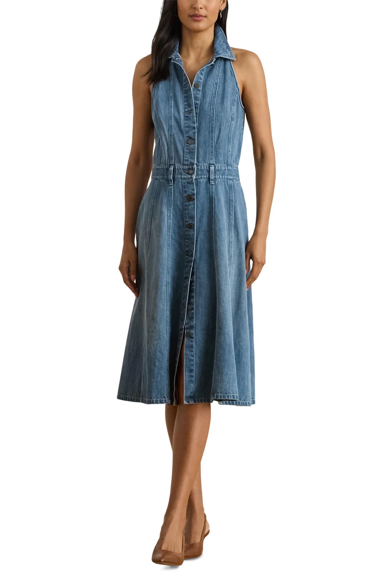 Caluna Denim Button Front Midi Dress | Nordstrom