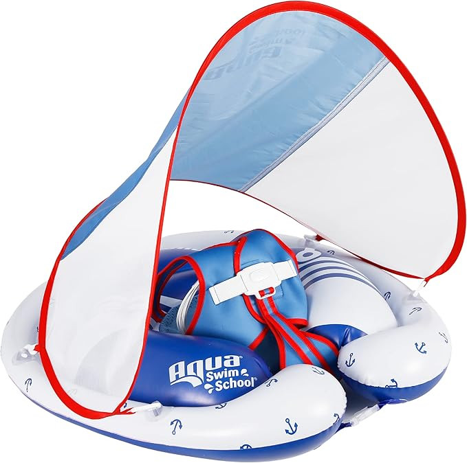 SwimSchool Freestyle Swimmer Baby Pool Float with Multi-Position, Adjustable Safety Seat, Free Sw... | Amazon (US)