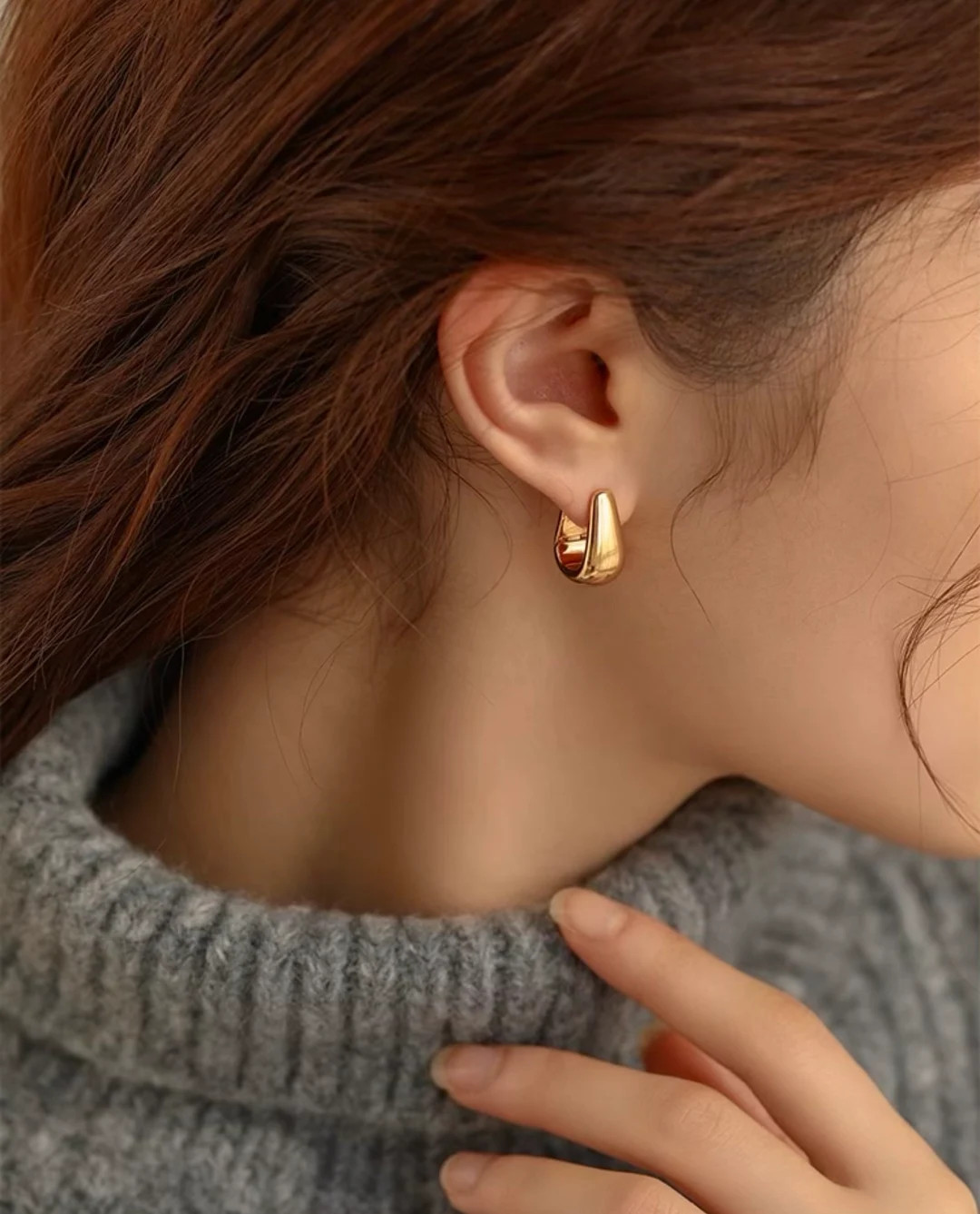 Chunky 18K Gold Filled Teardrop Hoop Earrings, Small Gold Hoop Earrings, Huggie Hoop Earring, Thi... | Etsy (US)