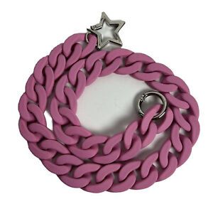 Acrylic smooth rubber coated chunky chain link strap light pink, silver hardware  | eBay | eBay CA