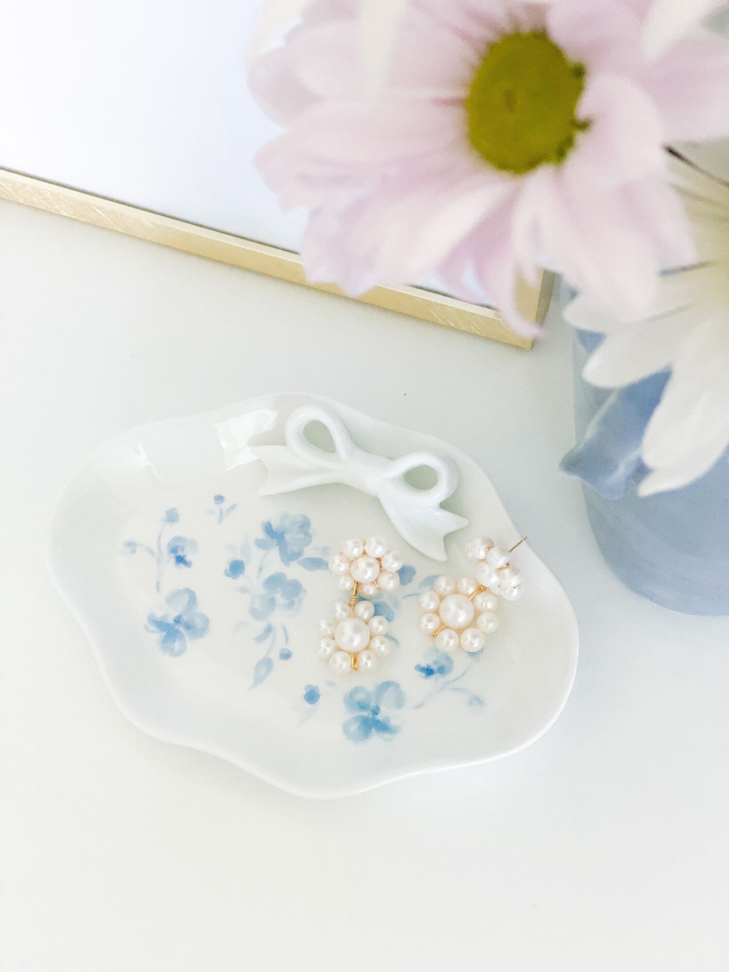 PRE-ORDER Blue Floral Bow Dish — Simply Jessica Marie | Simply Jessica Marie