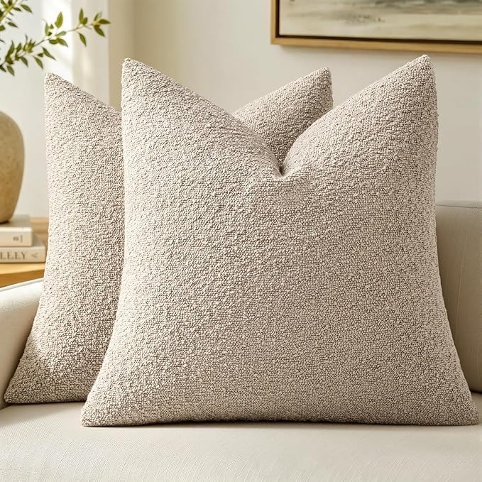 MIULEE 20x20 Decorative Lumbar Boucle Couch Pillow Covers Oatmeal | Amazon (US)
