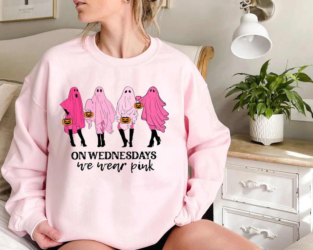 On Wednesday We Wear Pink Ghost Sweatshirt Mean Girls Ghost - Etsy | Etsy (US)