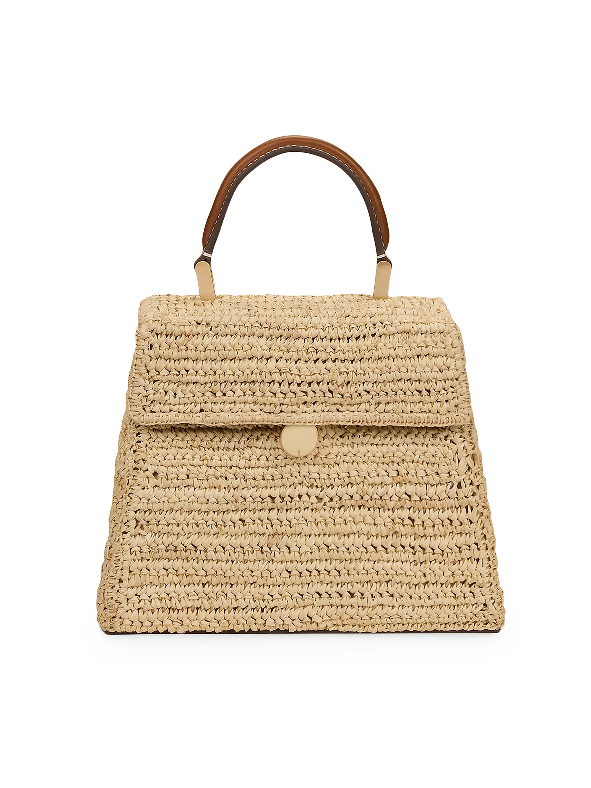 Sybil Raffia & Leather Top Handle Bag | Saks Fifth Avenue