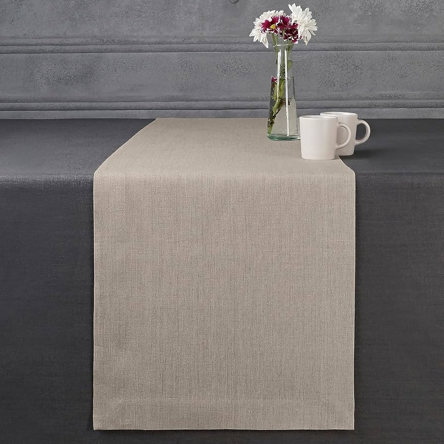D'Moksha Homes Linen Table Runner 14 x 72 Inch - 100% Pure Linen Natural Table Runner - Machine W... | Amazon (US)