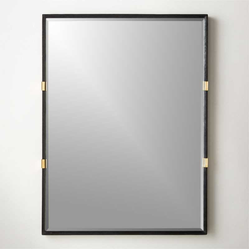Truss Modern Blackened Oak Wood Mirror and Brass Mirror 36"x48" + Reviews | CB2 | CB2