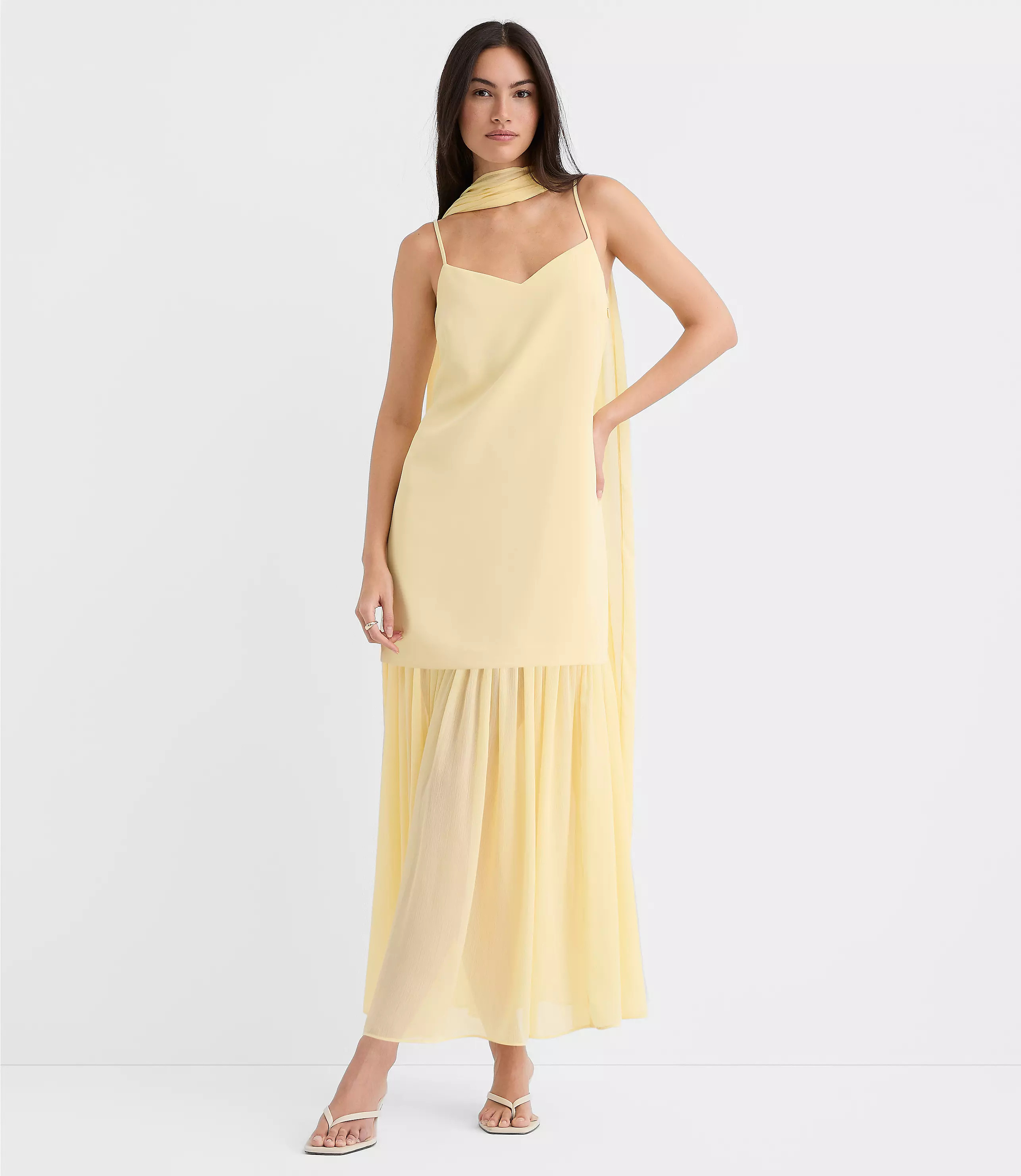 Scarf Mixed Media Maxi Dress | LOFT