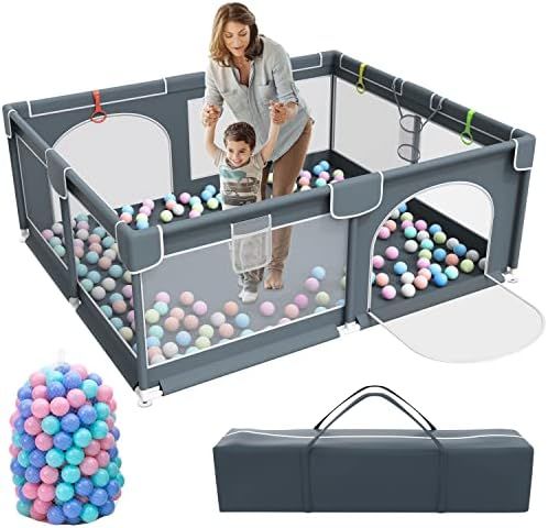 Baby Playpen,Kids Large Playard with 50PCS Pit Balls,Indoor & Outdoor Kids Activity Center,Infant... | Amazon (US)