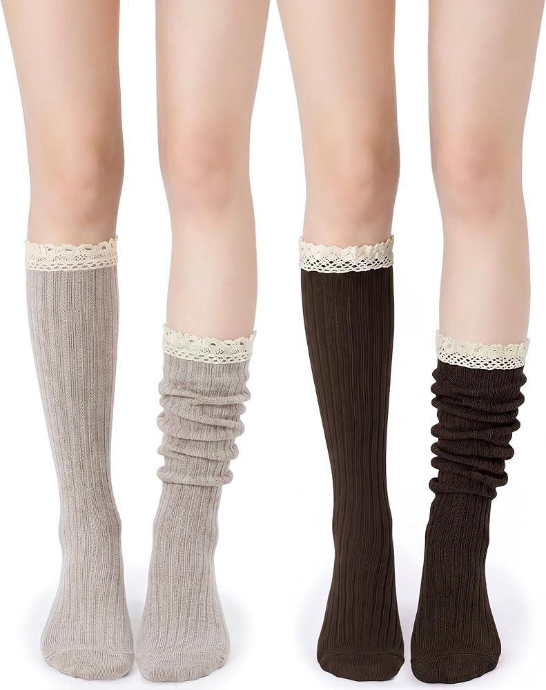 Syhood Knee High Lace Boot Socks for Women | Amazon (US)