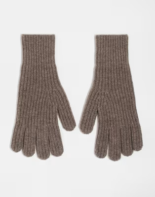 ARKET wool rib gloves in dark beige melange | ASOS (Global)