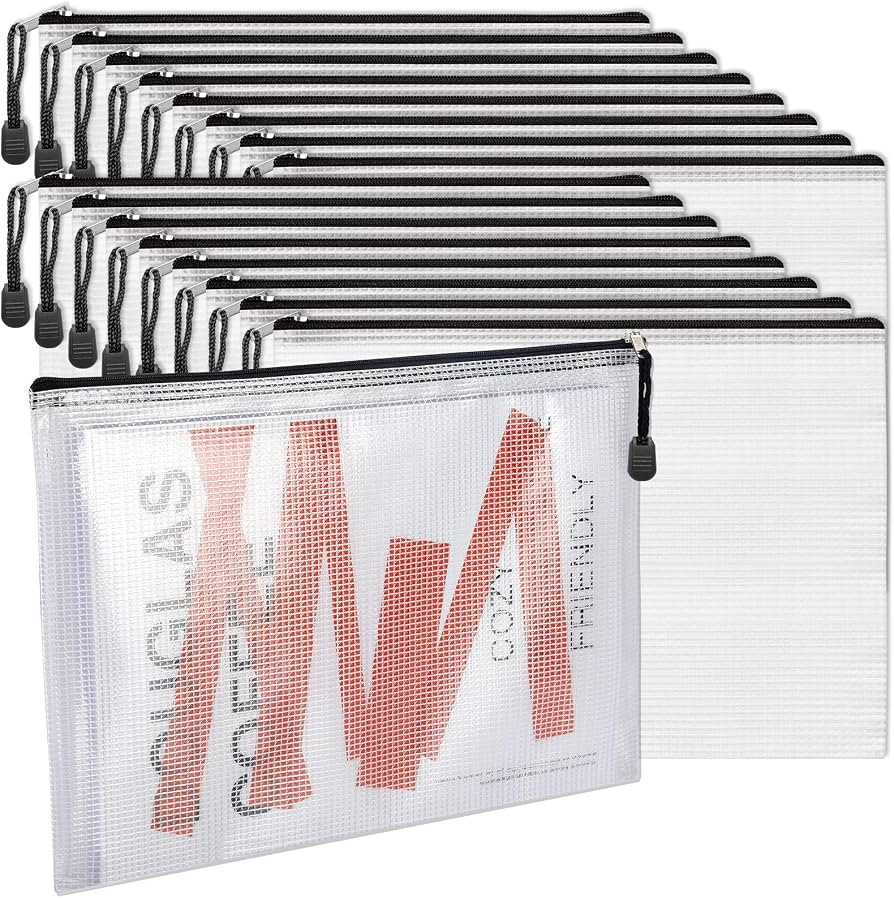 LABUK 52 Pack A4 Mesh Zipper Pouch Puzzle Bags Waterproof Zipper File Bags Document Pouches Clear... | Amazon (US)