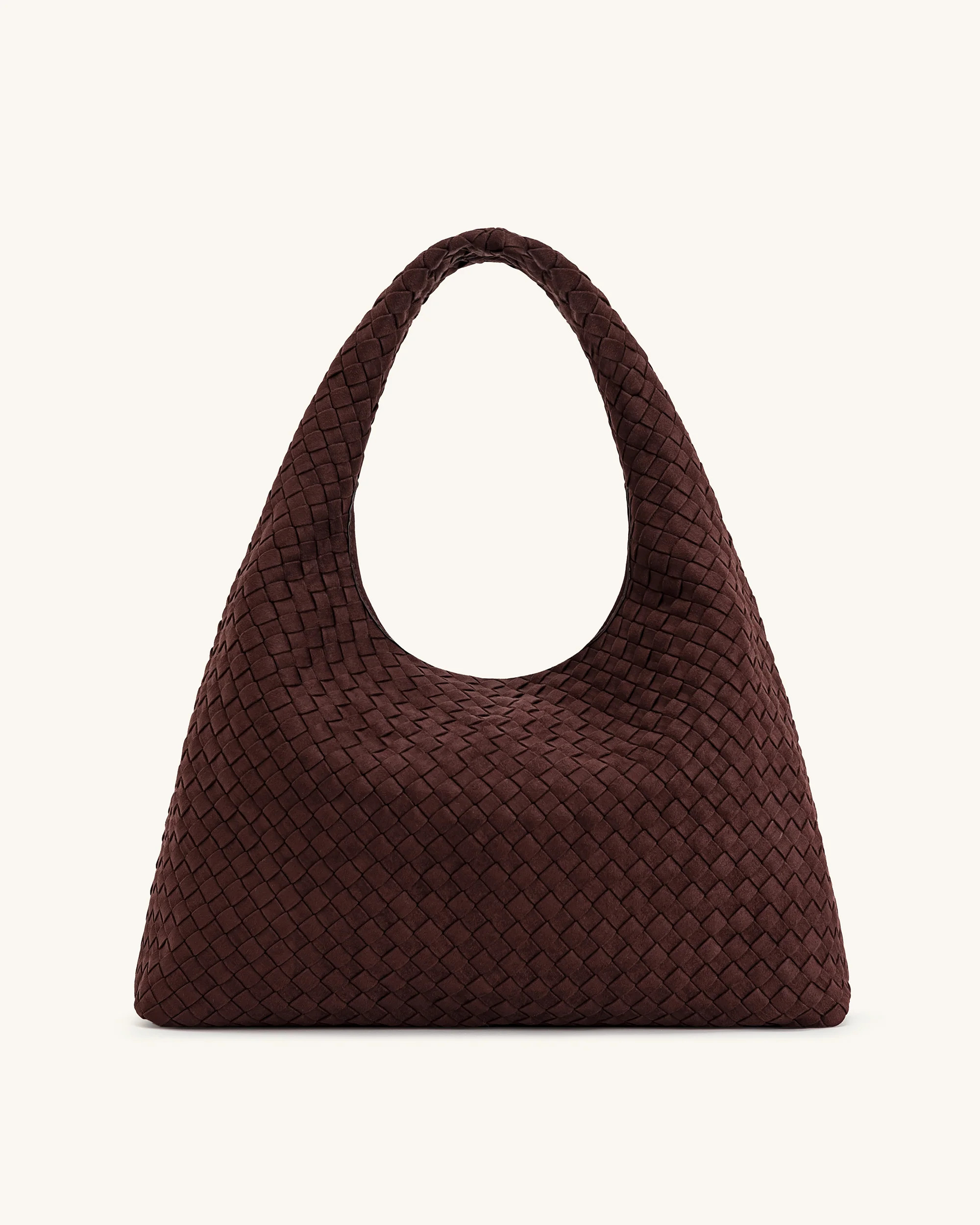 Iaura Faux Suede Woven Shoulder Bag - Dark Brown | JW PEI US