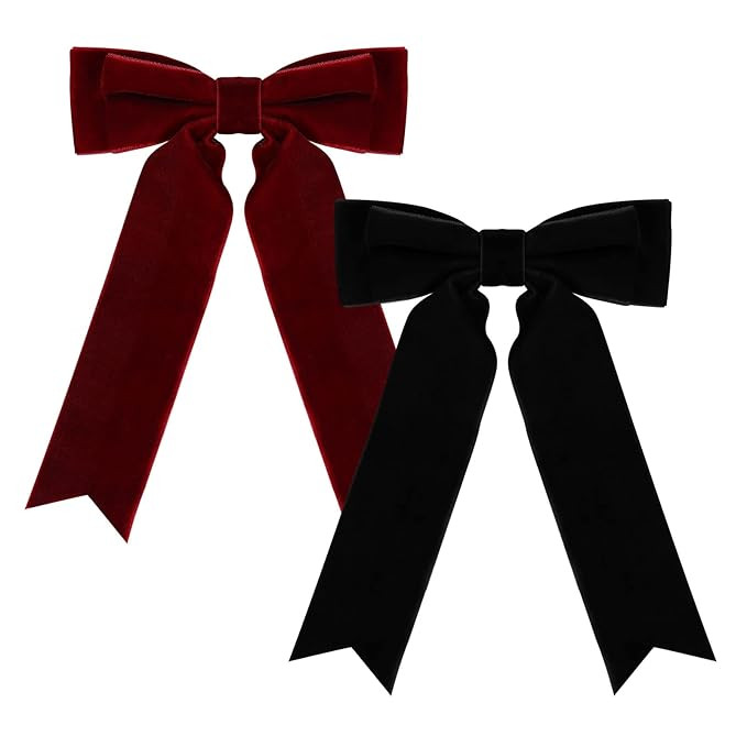 2PCS Velvet Bow Hair Clips, Handmade Headbands for Women Girls, Elegant Hair Ties Hair Styling Ac... | Amazon (US)