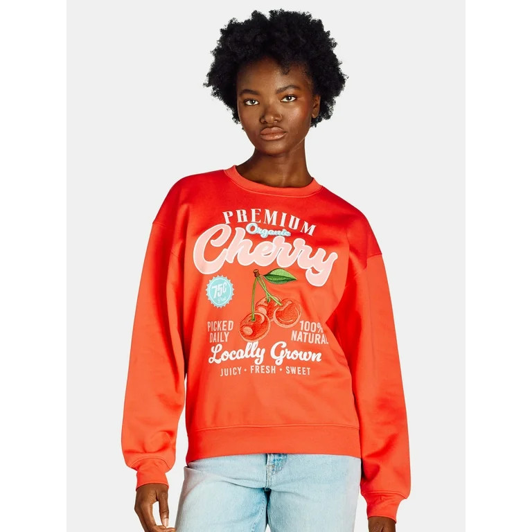 Women’s Embroidered Graphic Sweatshirt with Long Sleeves, Sizes XXS-XXL | Walmart (US)