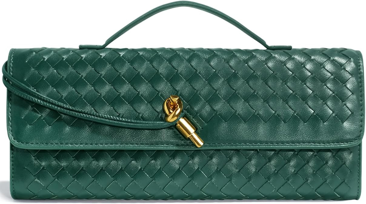 Woven Clutch Purses for Women, Formal Satchel Leather Evening Bag Shoulder Handbag | Amazon (US)