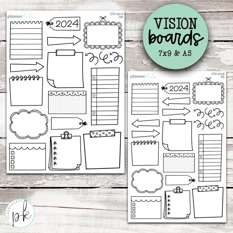 STK-101 2024 VISION BOARD Shell Planner Stickers - Etsy | Etsy (US)