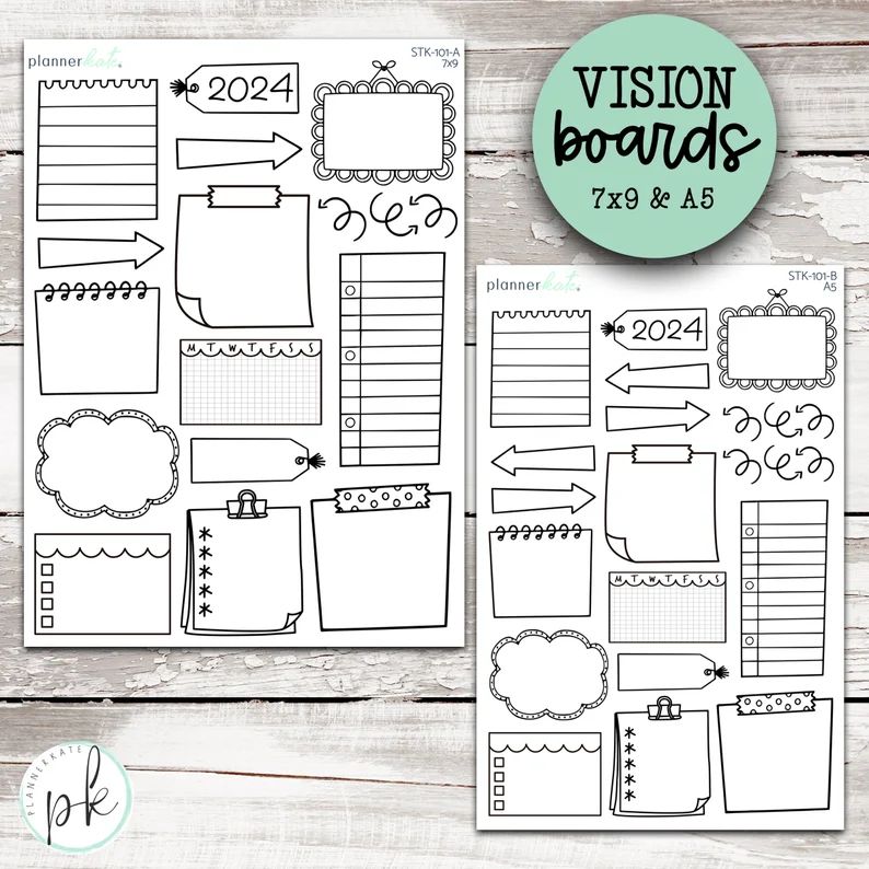 STK-101 2024 VISION BOARD Shell Planner Stickers - Etsy | Etsy (US)