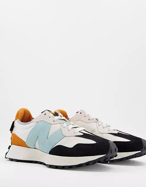 New Balance premium 327 sneakers in white orange and blue | ASOS (Global)