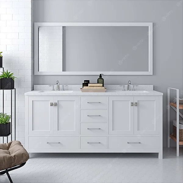 Zaair 72'' Free Standing Double Bathroom Vanity with Quartz Top | Wayfair North America