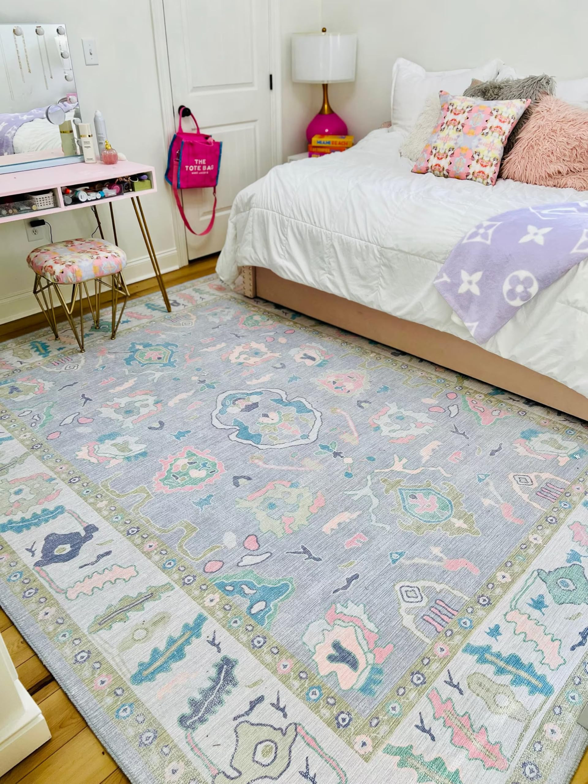 Modern Oushak Rug, Vintage Turkish Lavender Oriental Antique Inspired Washable Area Rugs, Luxury ... | Amazon (US)