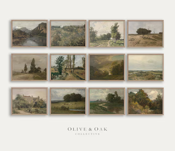 Vintage Farmhouse Print SET of 12 / Moody Country Landscape - Etsy Canada | Etsy (CAD)