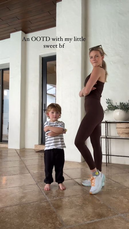 Outfit check with Leo 🤎 This set is from Lululemon and the shoes are Hokas! 

kids l workout l outfit l workout set