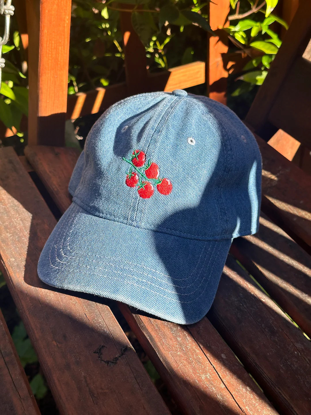 Embroidered Tomato Denim Hat | Tomatoes on Vine Baseball Cap | Summer Tomatoes Hat | Farmers Mark... | Etsy (US)