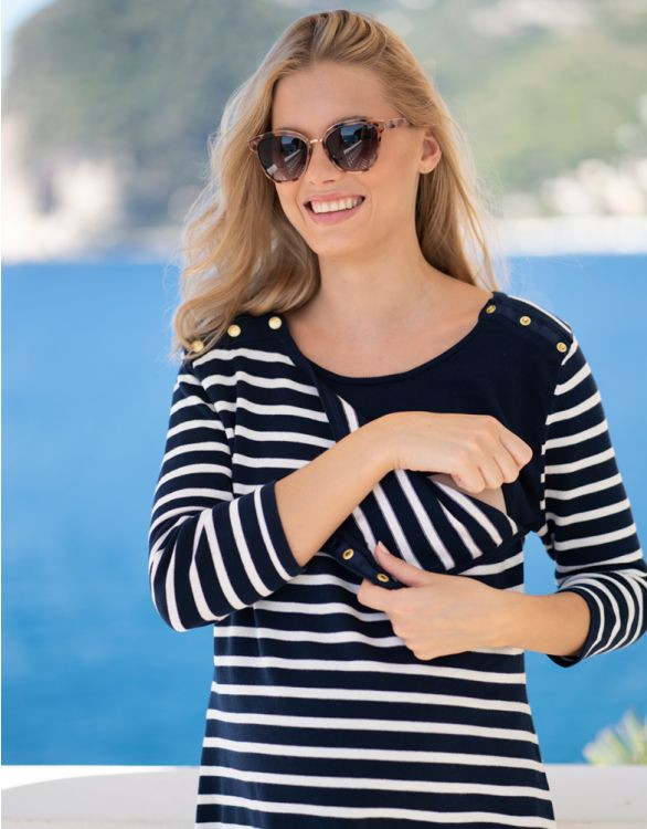 Nautical Stripe Cotton Maternity & Nursing Tunic | Seraphine US