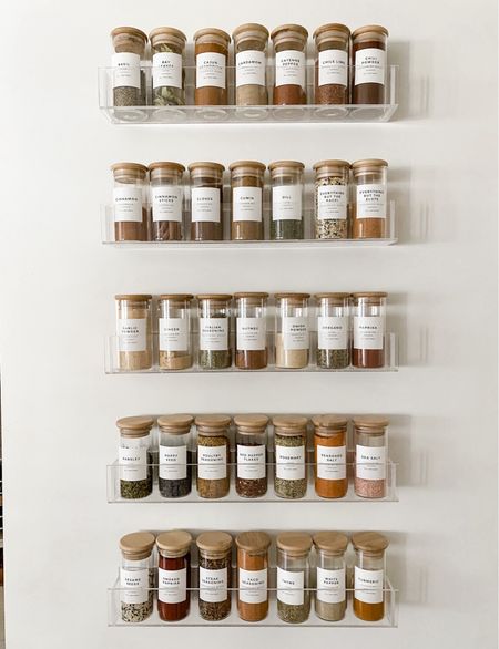 Spice jar organization! We attached acrylic shelves to the inside door of our pantry and filled it with our spice jars - it saves us so much space in our small kitchen! Kitchen organization, kitchen hacks 

#LTKFind #LTKunder50 #LTKhome